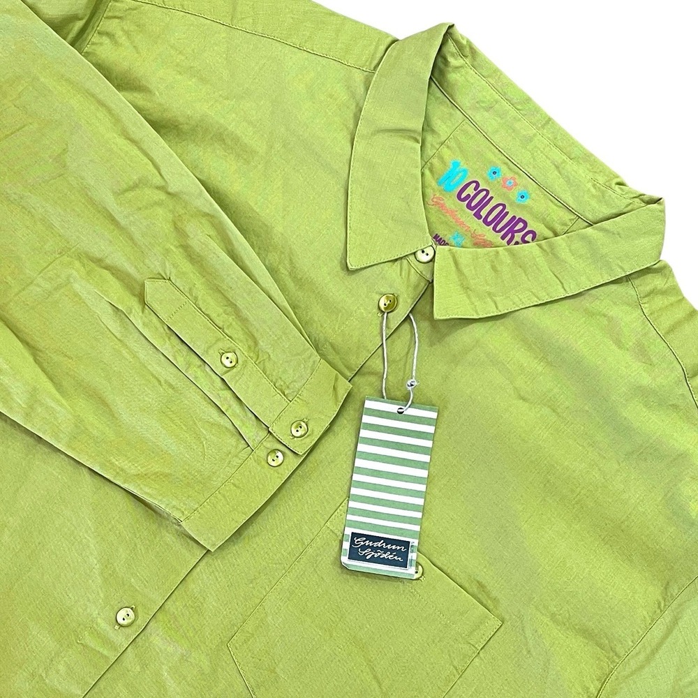 NWT Gudrun Sjödén 10 Colours Woven 3/4 Sleeve Shirt Sz XL Lime Cotton LagenLook
